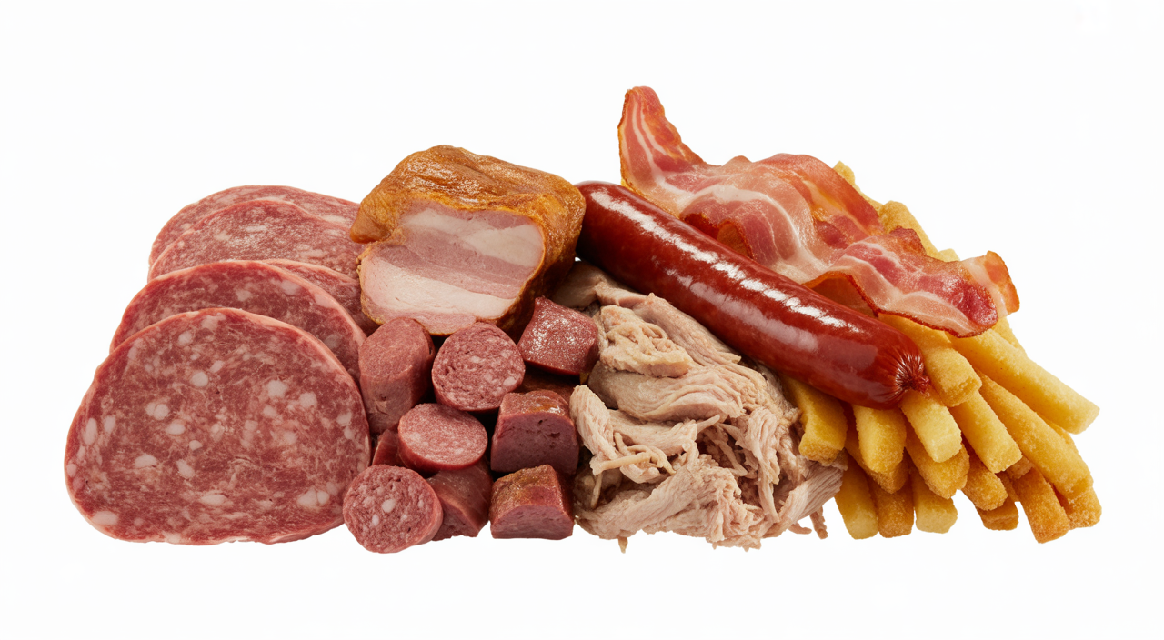 Imagen de salchipapa tradicional con papas, salchicha, butifarra y salsa rosada.