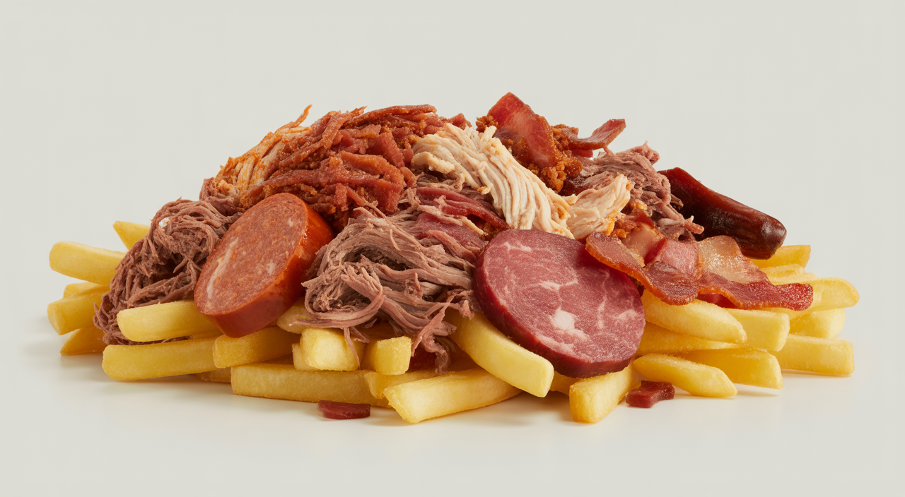 Salchipapas Costeñas con variedad de carnes de La Marimonda del Mono