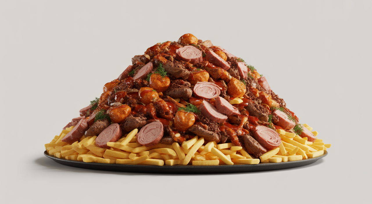 Plato de la mejor salchipapa en Bogotá de La Marimonda del Mono